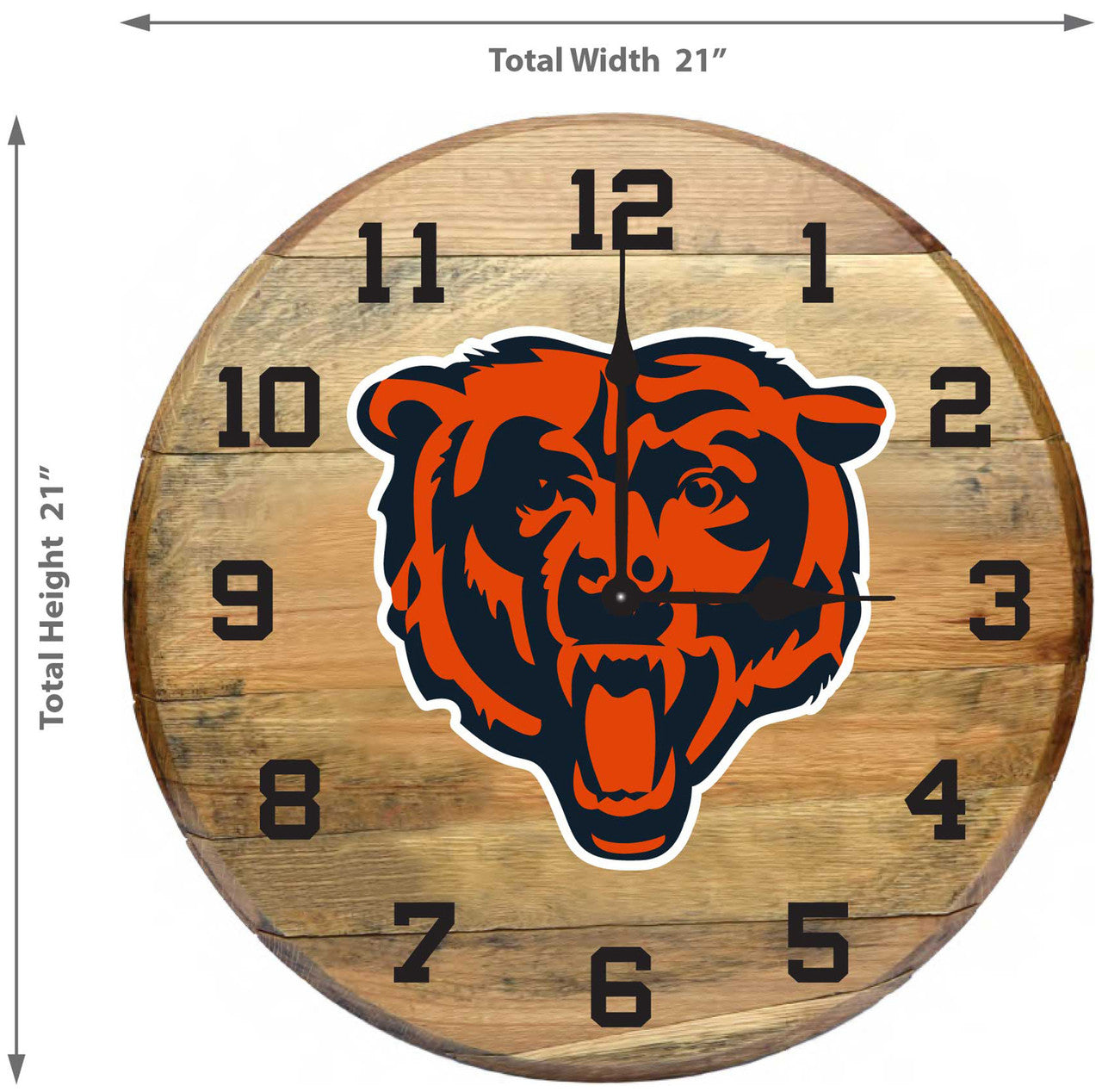 Chicago Bears Oak Barrel Clock