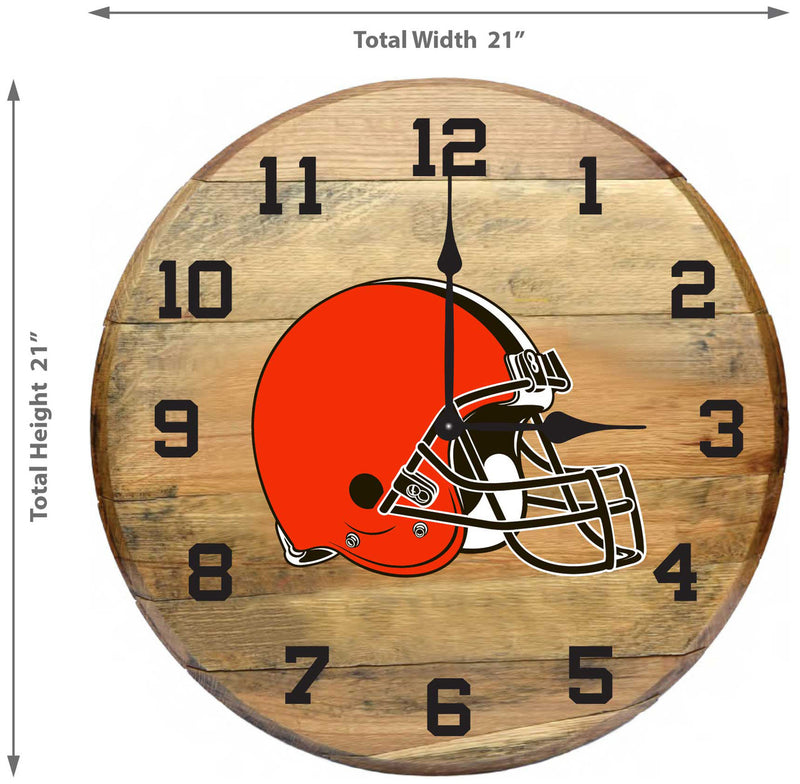 Cleveland Browns Oak Barrel Clock