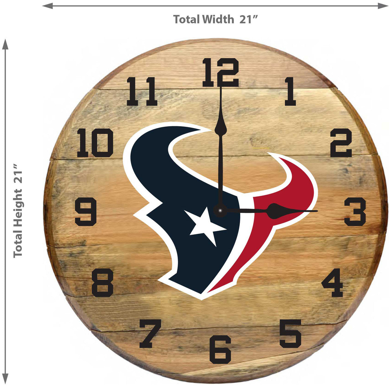 Houston Texans Oak Barrel Clock