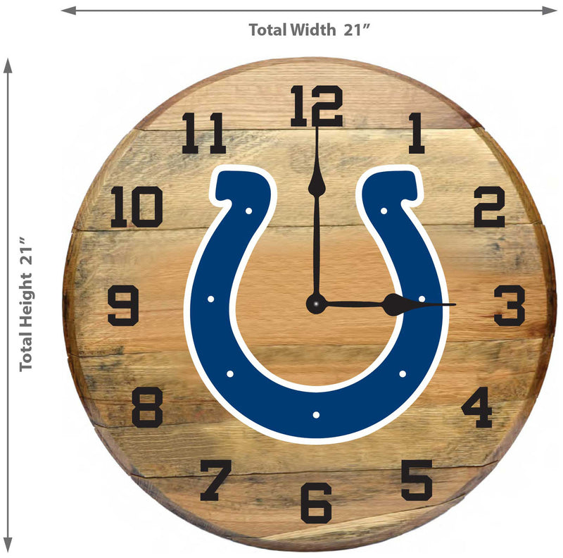 Indianapolis Colts Oak Barrel Clock