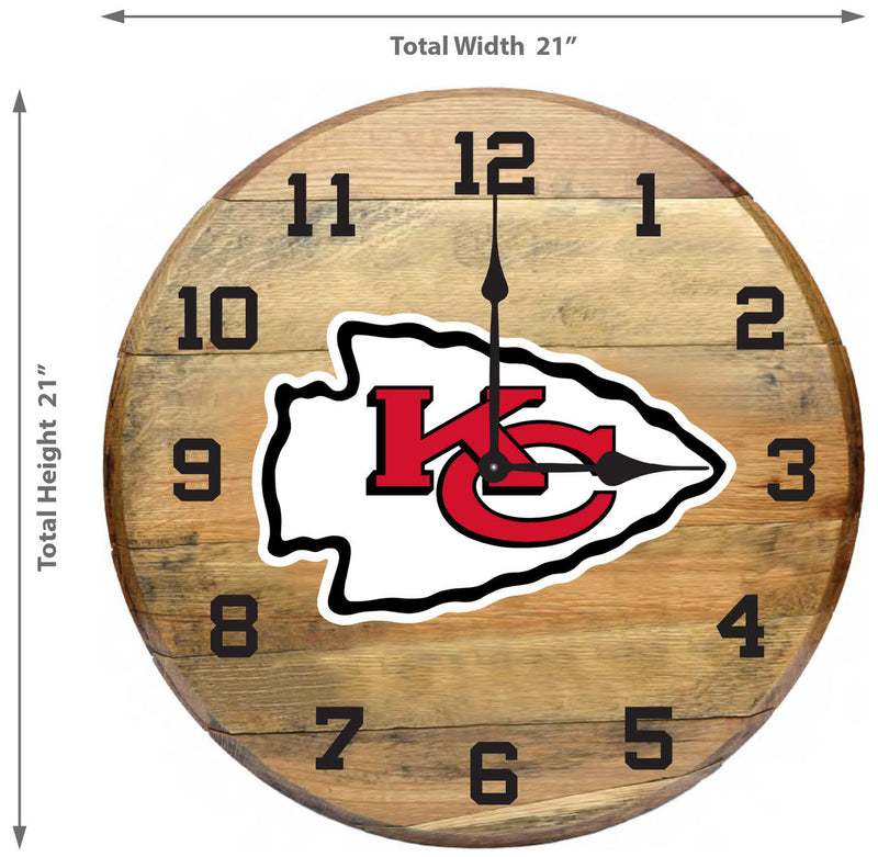 Kansas City Chiefs Oak Barrel Clock