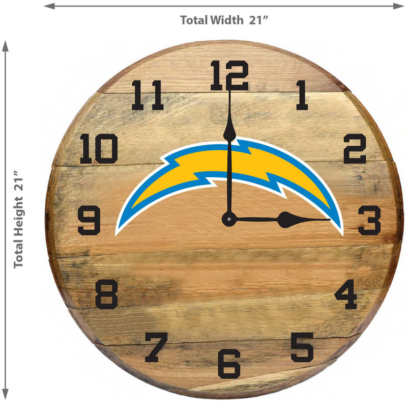 Los Angeles Chargers Oak Barrel Clock