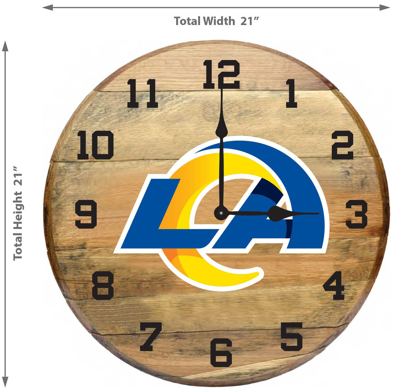 Los Angeles Rams Oak Barrel Clock