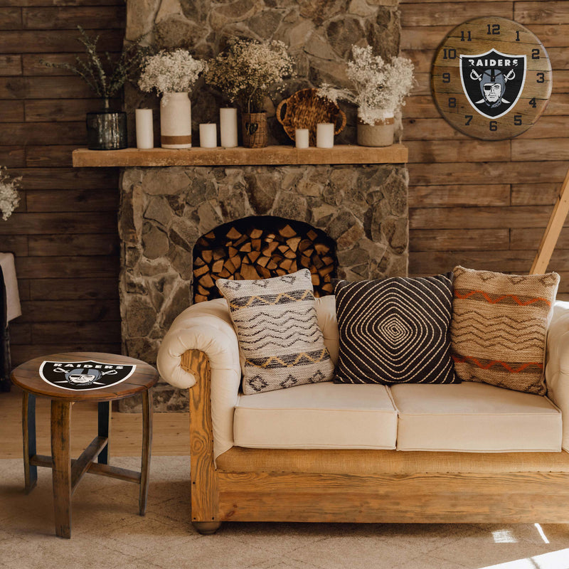 Las Vegas Raiders Oak Barrel Clock