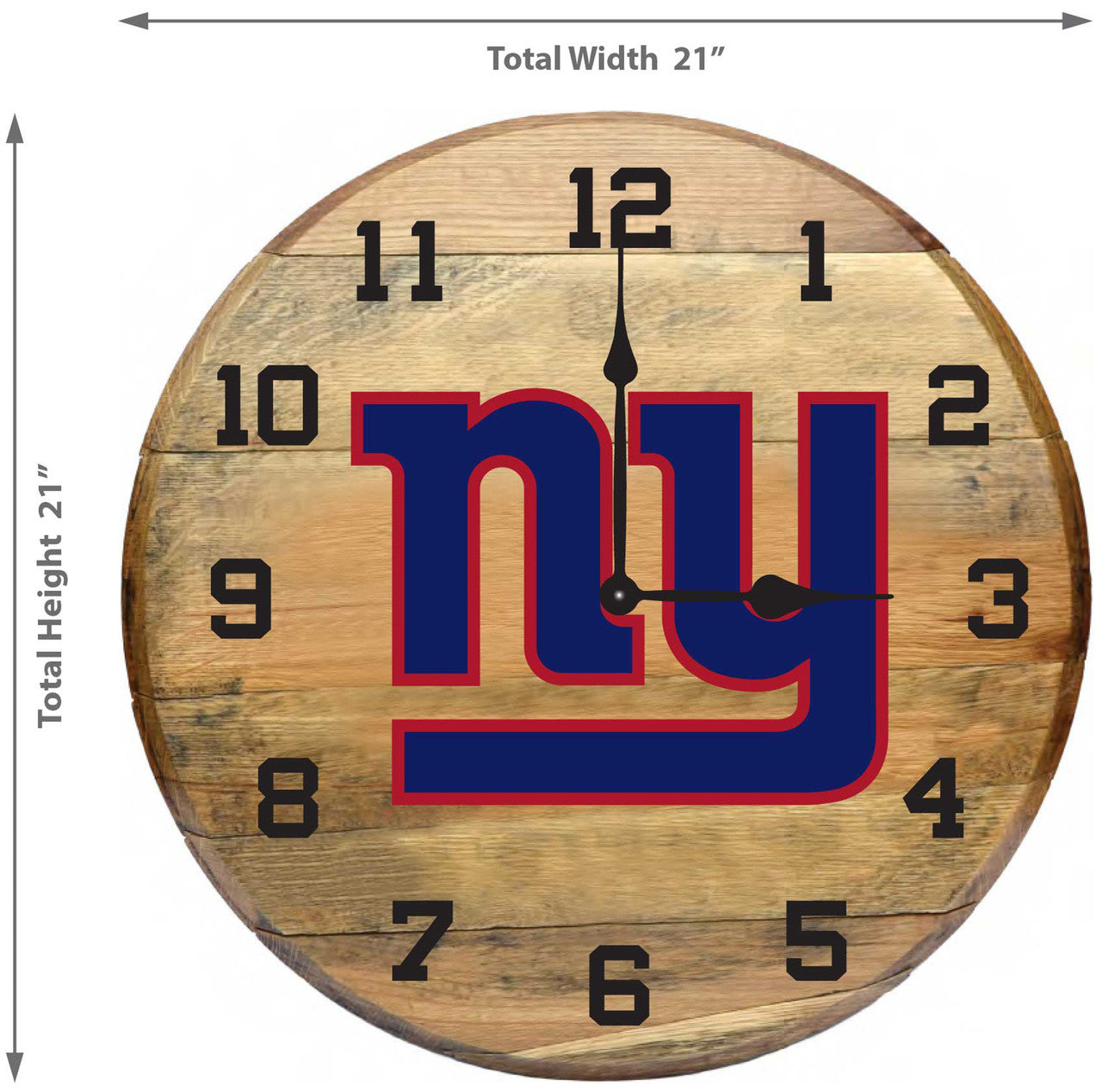 New York Giants Oak Barrel Clock