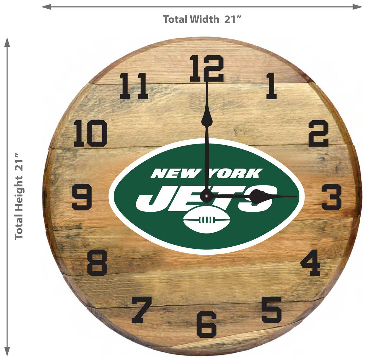 New York Jets Oak Barrel Clock