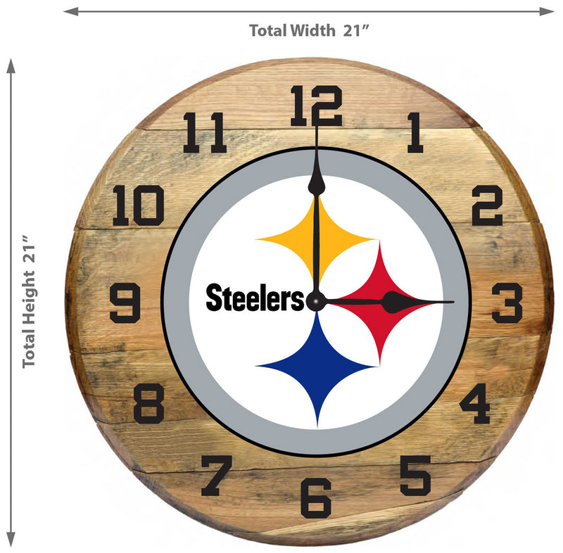 Pittsburgh Steelers Oak Barrel Clock
