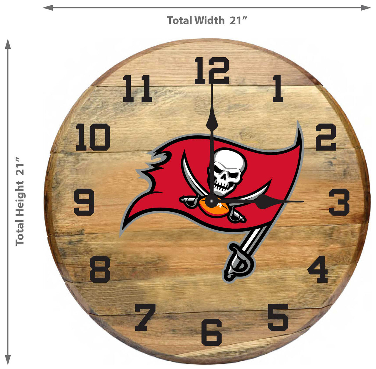 Tampa Bay Buccaneers Oak Barrel Clock