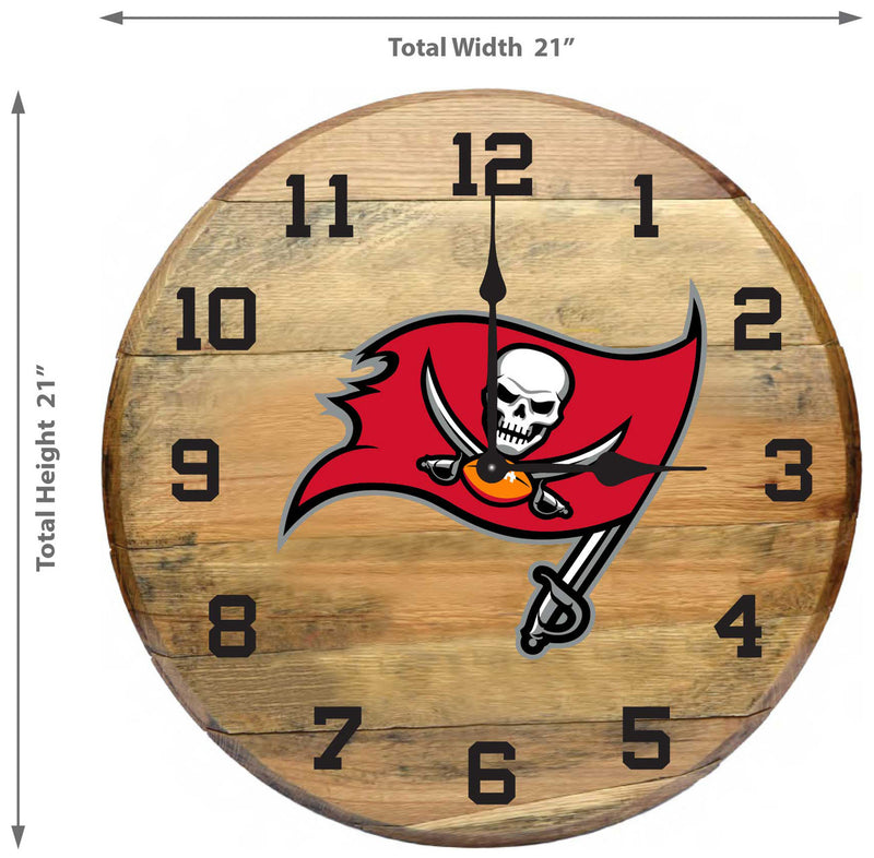 Tampa Bay Buccaneers Oak Barrel Clock