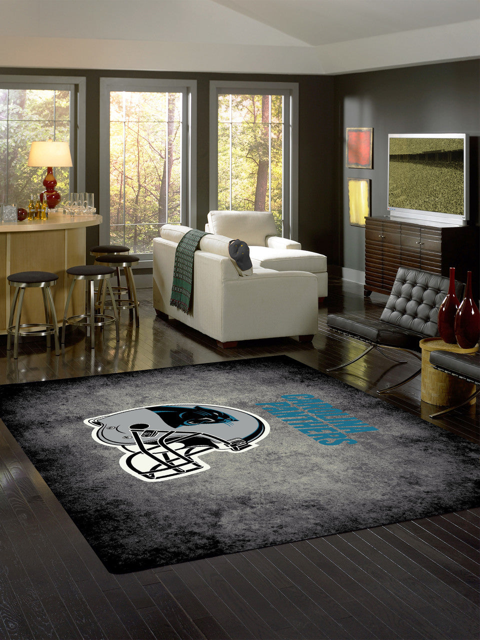Carolina Panthers Rug Distressed