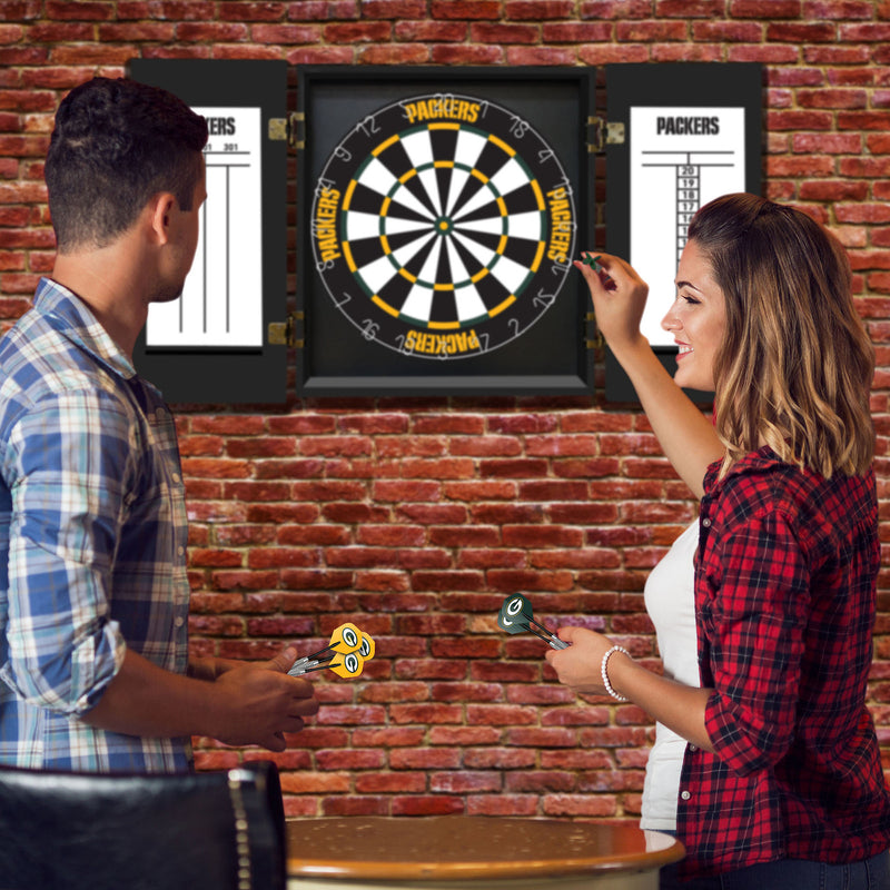 Green Bay Packers Dartboard Cabinet Set Fan's Choice