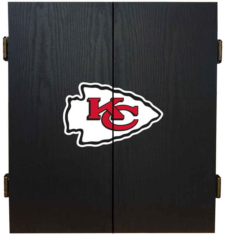Kansas City Chiefs Dartboard Cabinet Set Fan's Choice