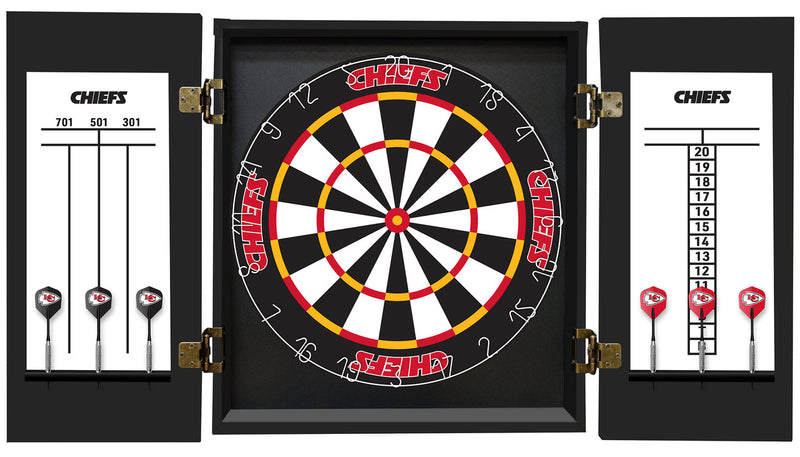 Kansas City Chiefs Dartboard Cabinet Set Fan's Choice