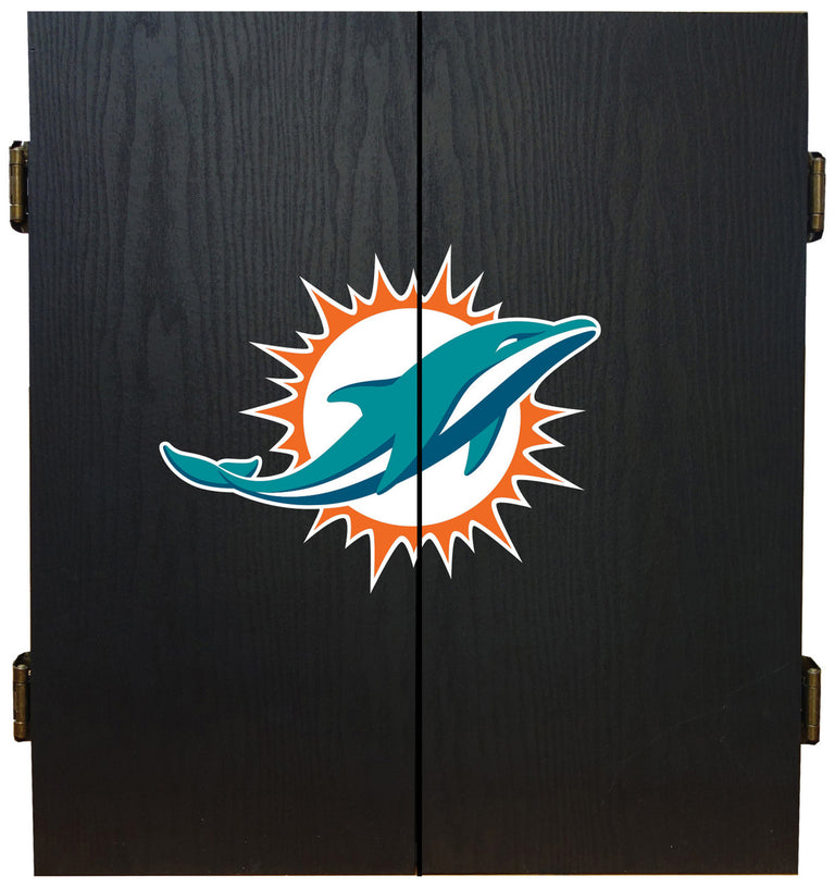 Miami Dolphins Dartboard Cabinet Set Fan's Choice