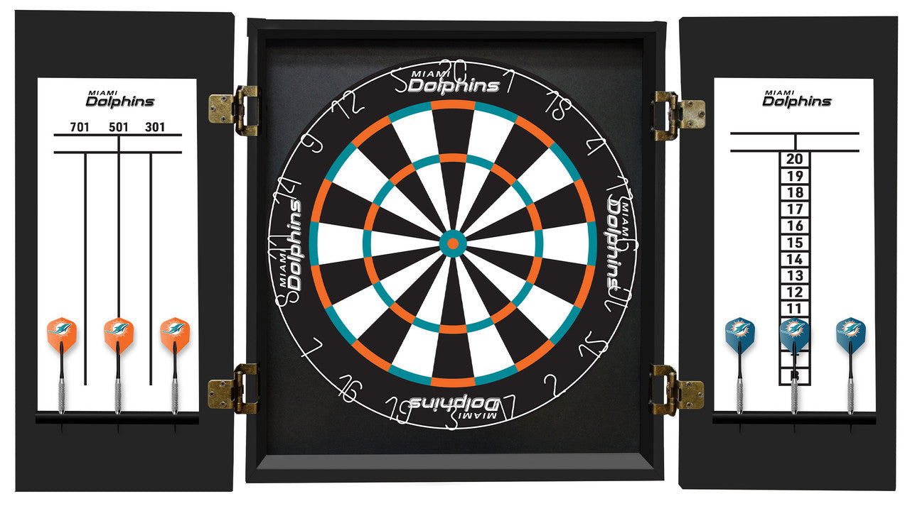 Miami Dolphins Dartboard Cabinet Set Fan's Choice