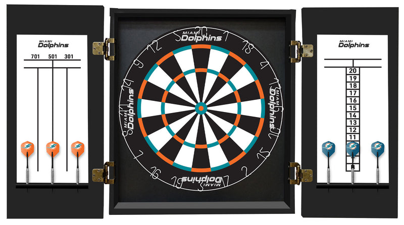 Miami Dolphins Dartboard Cabinet Set Fan's Choice