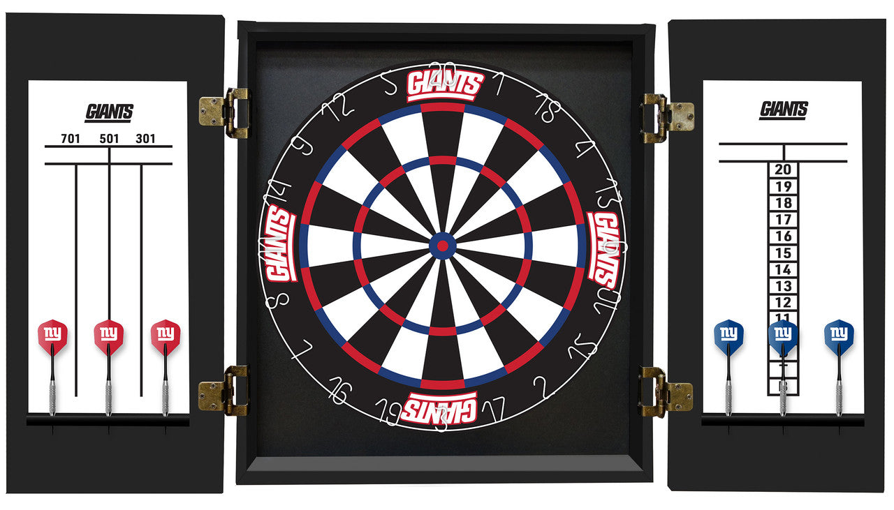 New York Giants Dartboard Cabinet Set Fan's Choice
