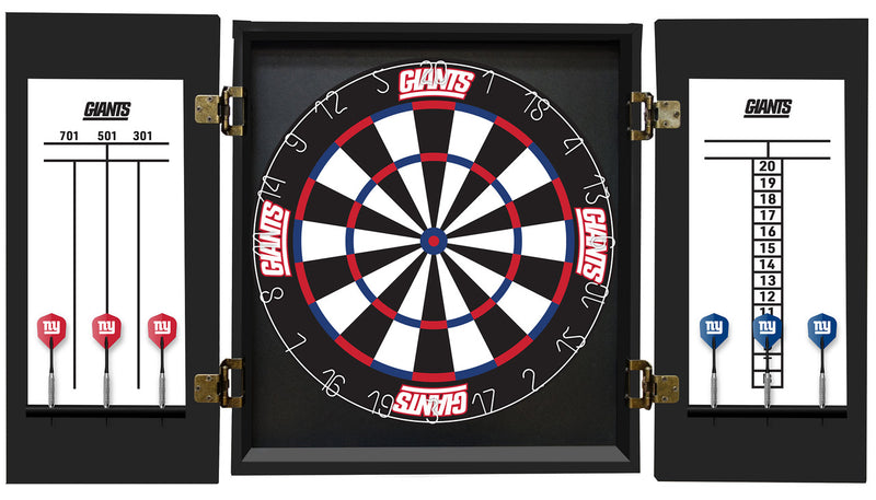 New York Giants Dartboard Cabinet Set Fan's Choice