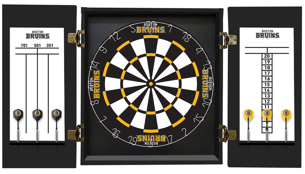 Boston Bruins Dartboard Cabinet Set Fan's Choice