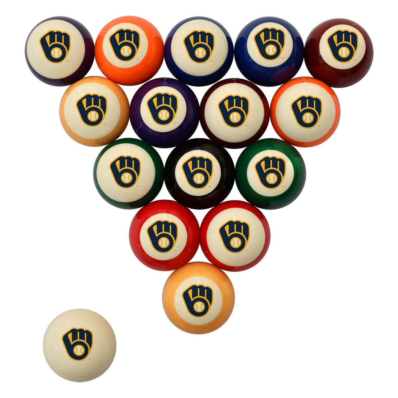 Milwaukee Brewers Pool Balls - Retro Balls Set | Ozone Billiards