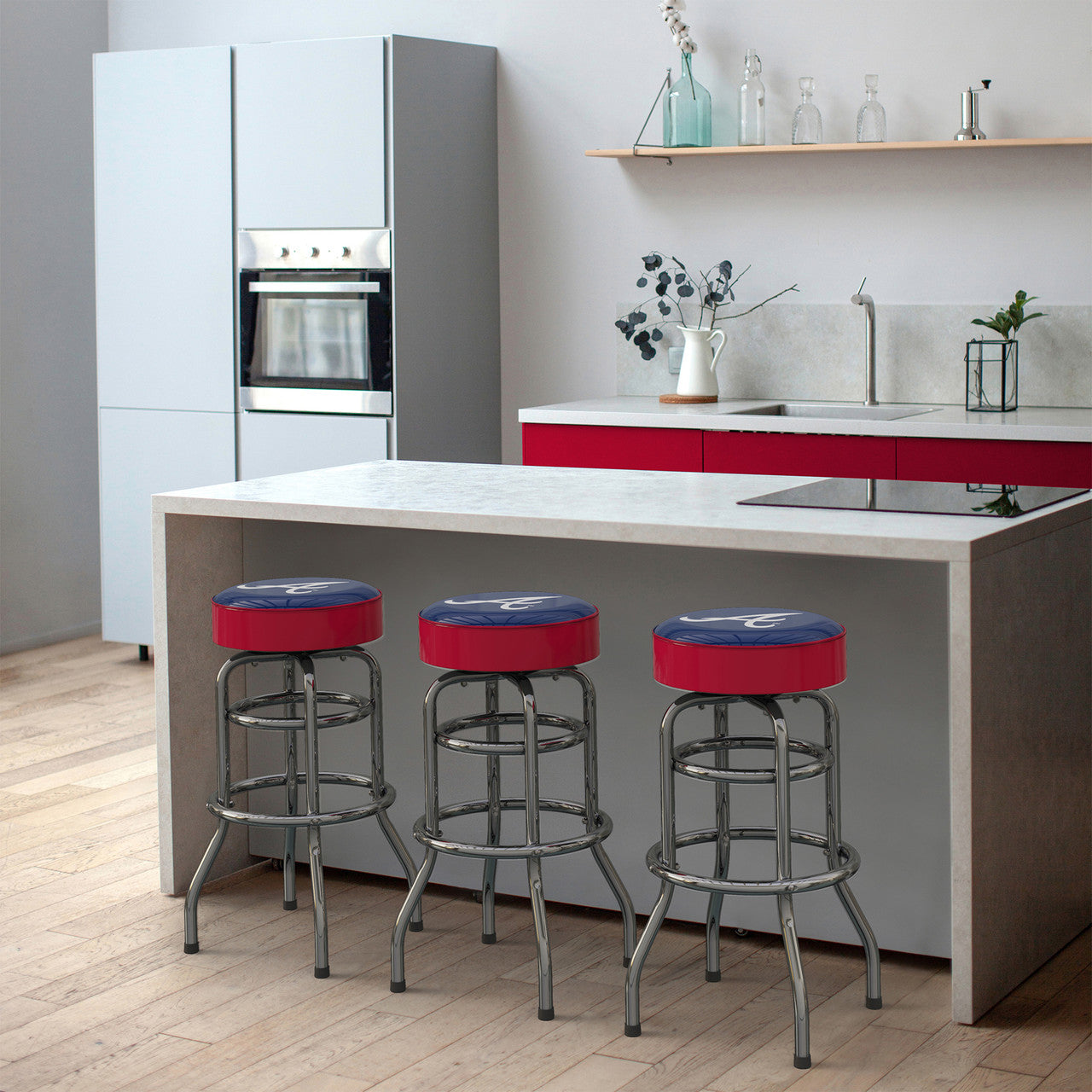 Atlanta Braves Bar Stool Chrome