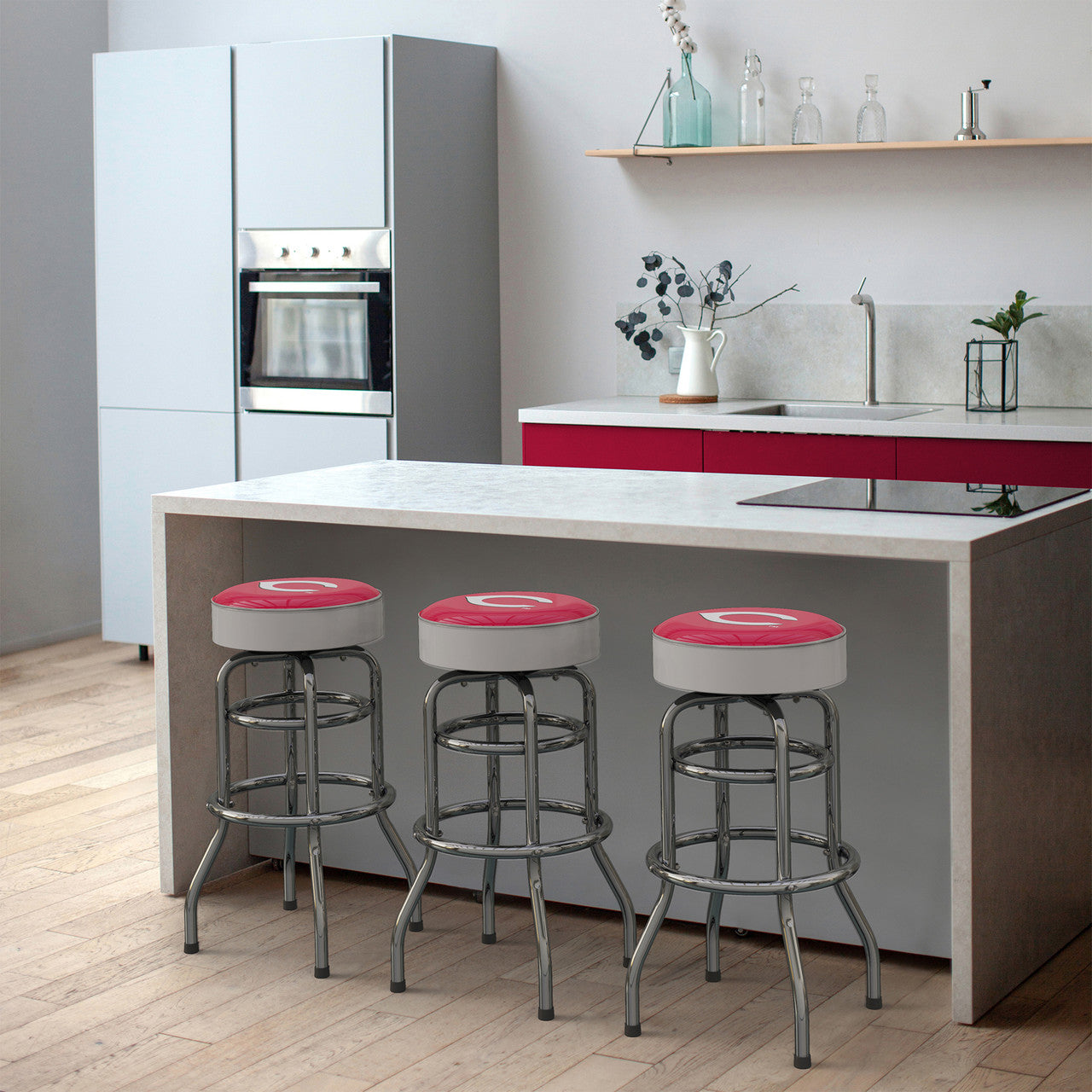 Cincinnati Reds Bar Stool Chrome