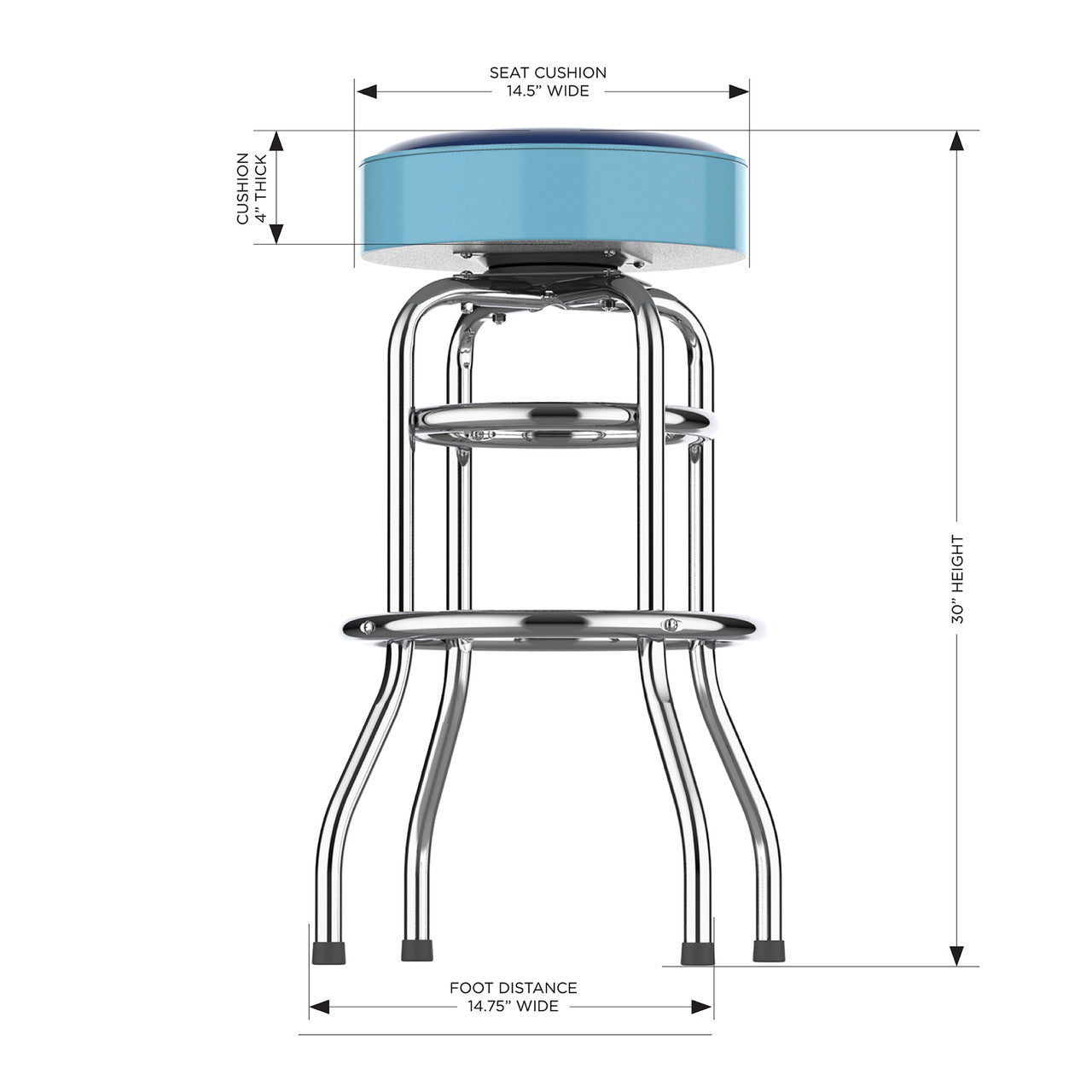 Tampa Bay Devil Rays Bar Stool Chrome