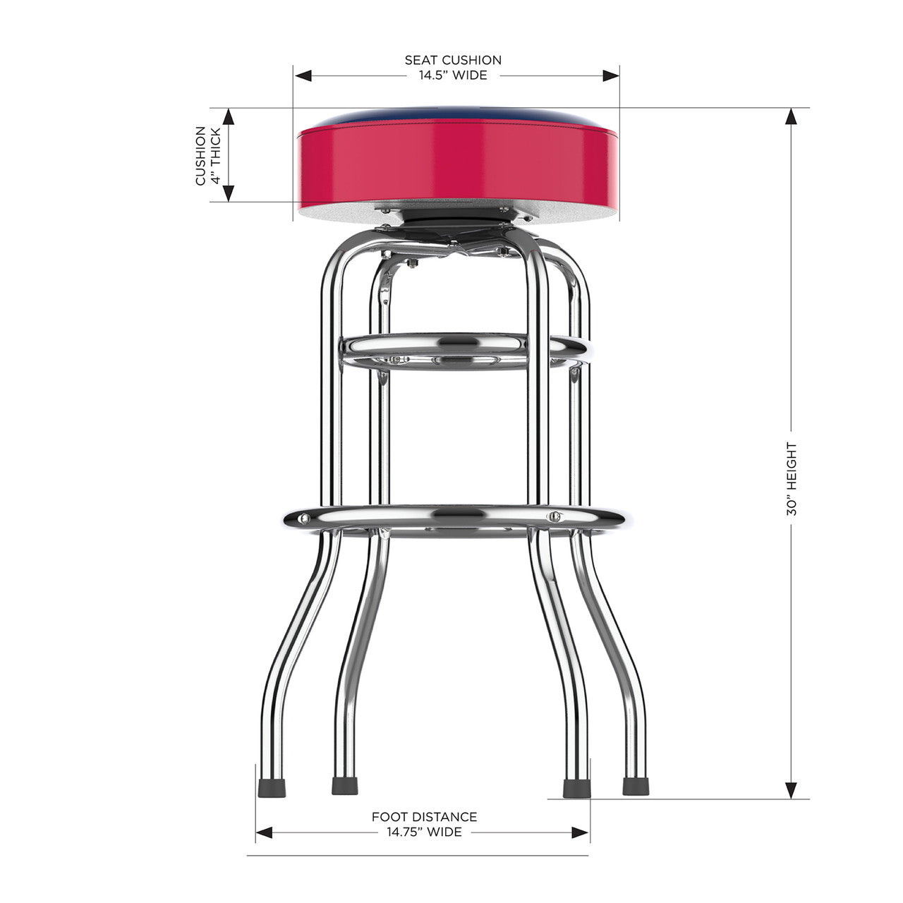 Texas Rangers Bar Stool Chrome