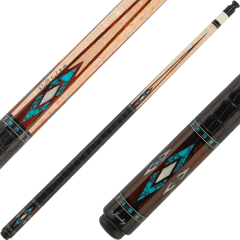 Jacoby HB4T Cue - Cocobolo with Turquoise and Mother of Pearl Diamond Points