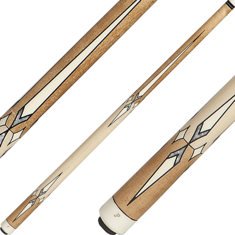 J Pechauer JP18S Cue - Natural Stain with Ebony Framed Sim Ivory and Pearl Points