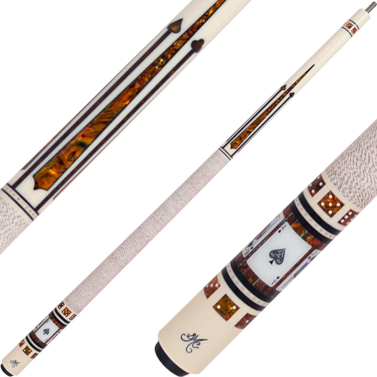 Meucci Casino Series BMC4PRO Pool Cue- BMC Casino 4 White and Red with Royal Flush and Pro Shaft