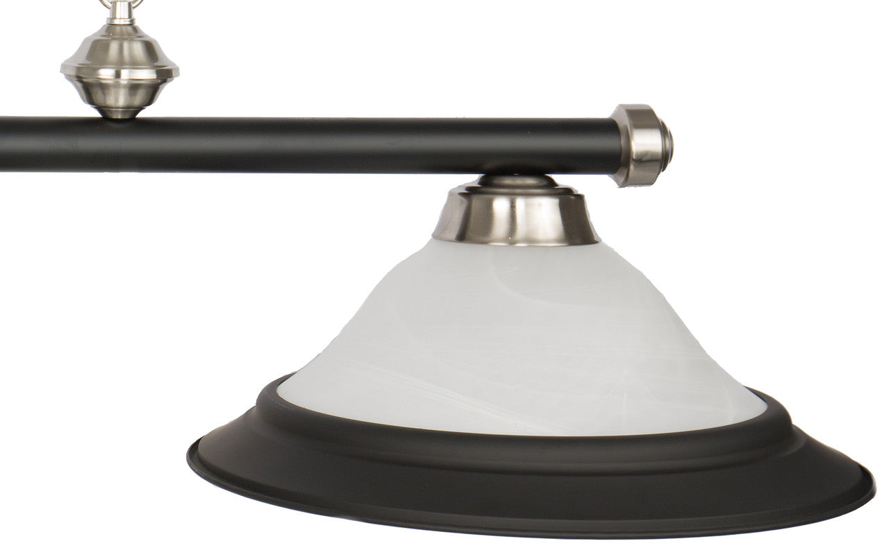 Presidential Billiards Pool Table Light - Matte Black with Chrome Accents and Glass Shades
