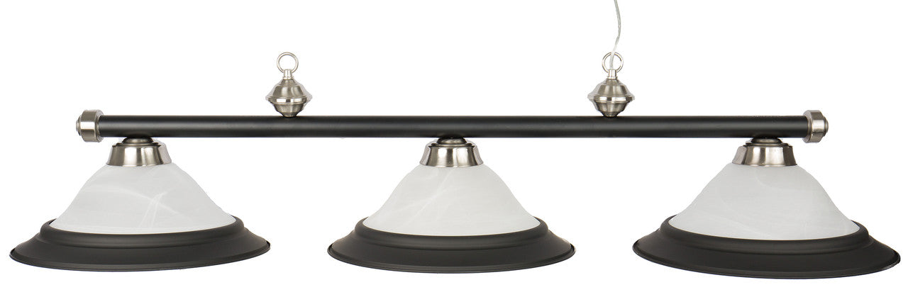 Presidential Billiards Pool Table Light - Matte Black with Chrome Accents and Glass Shades