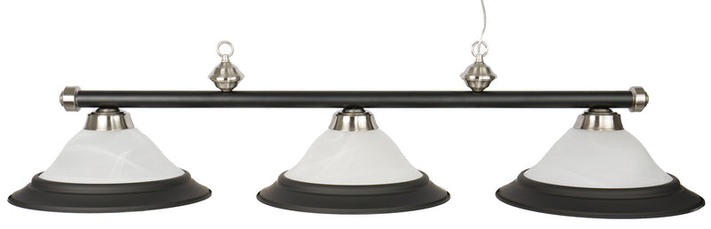 Presidential Billiards Pool Table Light - Matte Black with Chrome Accents and Glass Shades