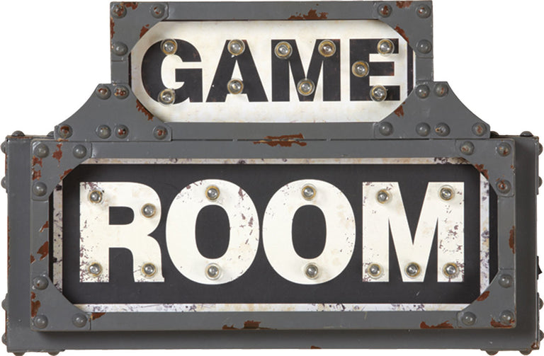 Game Room Lighted Metal Sign