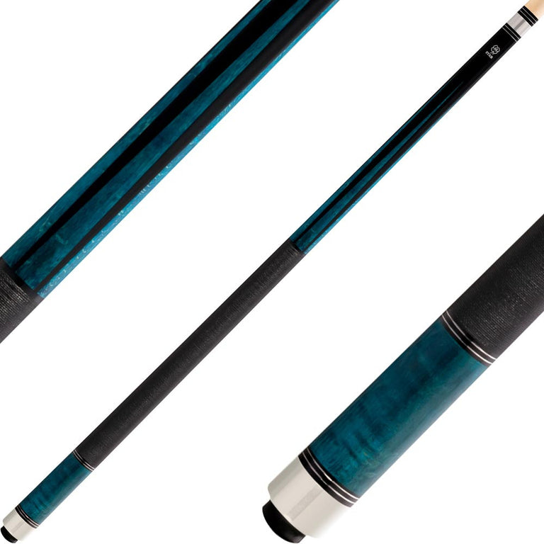 Star S74 Cue - Black with 6 Blue Stained Maple Points