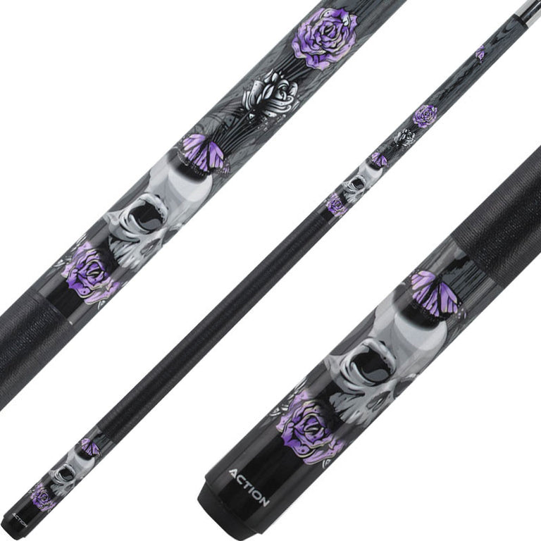 Eight Ball Mafia EBM14 Play Cue - Skull with Purple Rose