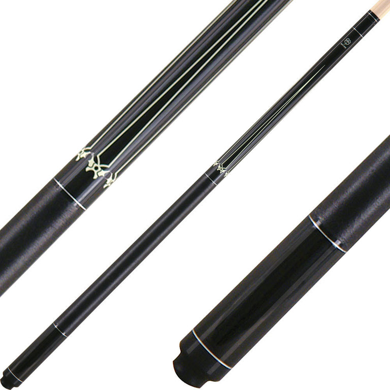 Lucky L16 Pool Cue - Black with White Overlay Points