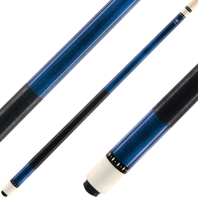 Lucky L07 Pool Cue - Blue Stain with White Diamond Rings
