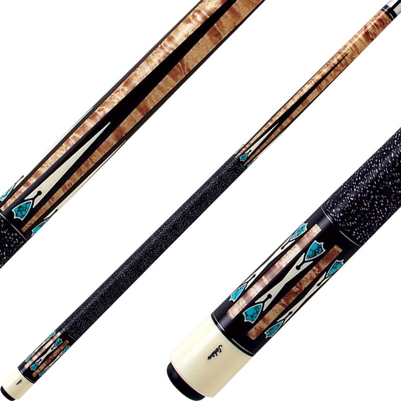 Schon CX52 Pool Cue Maple with Ebony and Turquoise