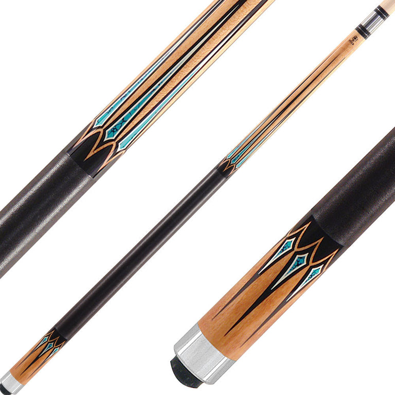 Star S49 Cue - Natural Maple with Black and Turquoise Points