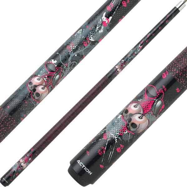 Eight Ball Mafia EBM07 Play Cue - Cherry Skulls Black and Pink