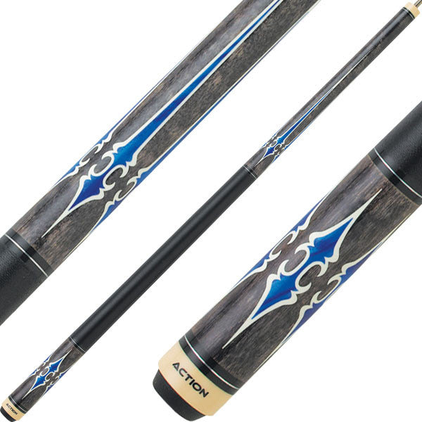 Action ACT137 Exotic Cue - Grey Stain with Blue Diamonds