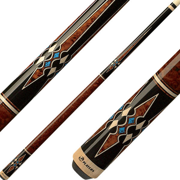 Players G-3395 Graphic Series Pool Cue - Walnut Burl and Black