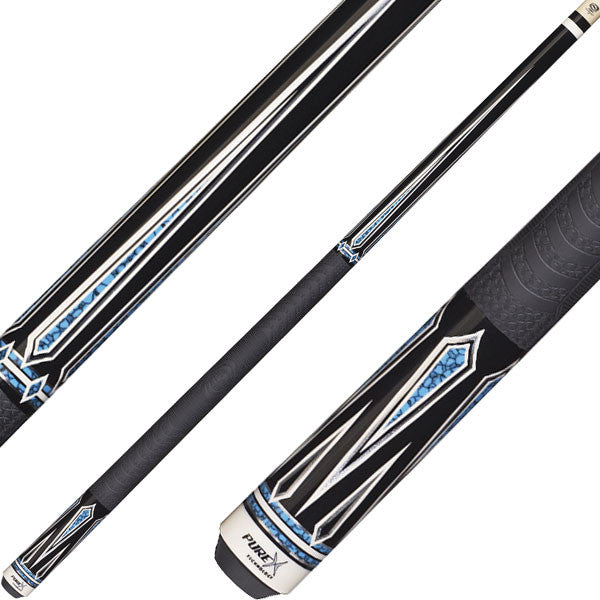 Pure X HXT62 Cue - Black Forearm Black with Turquoise Points