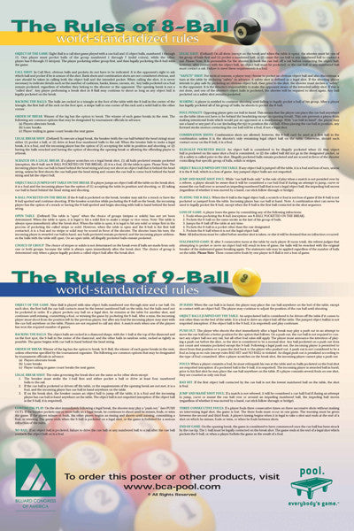 BCA 8/9 Ball Rules Poster