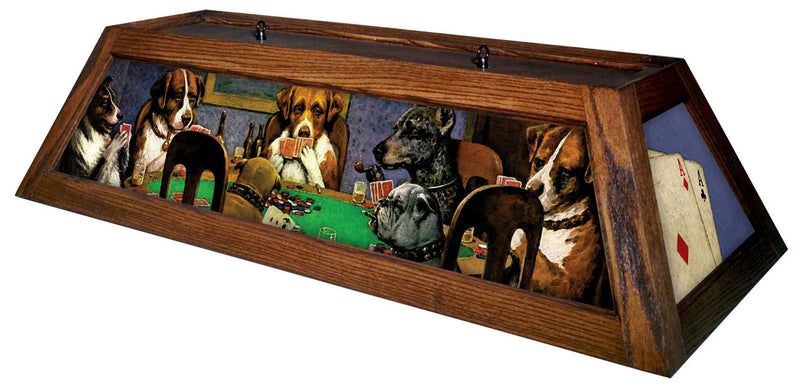 Poker Dogs Pool Table Light Mahogany Stain